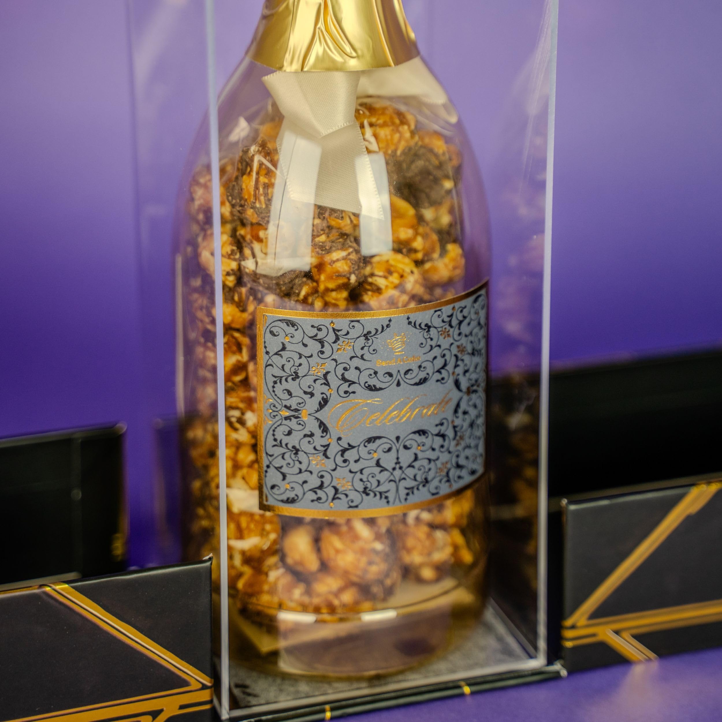 Send A Cake Luxe Bubble Box geometric box in an elegant setting