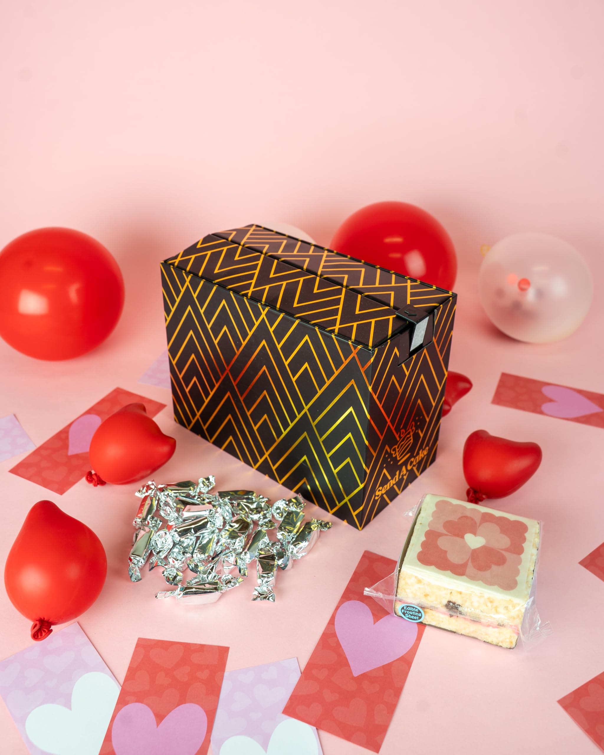 Send A Cake Luxe Love Shower Box unboxing moment—easy gifting with no assembly required.