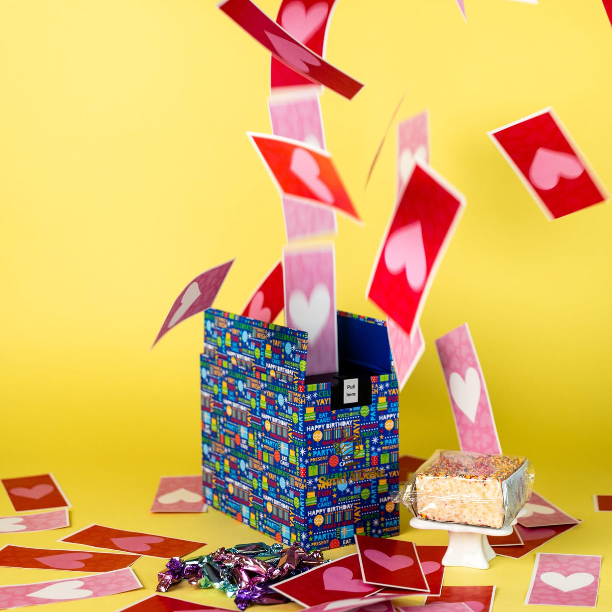 Send A Cake Birthday Love Shower Box in a blue box, ready to gift.