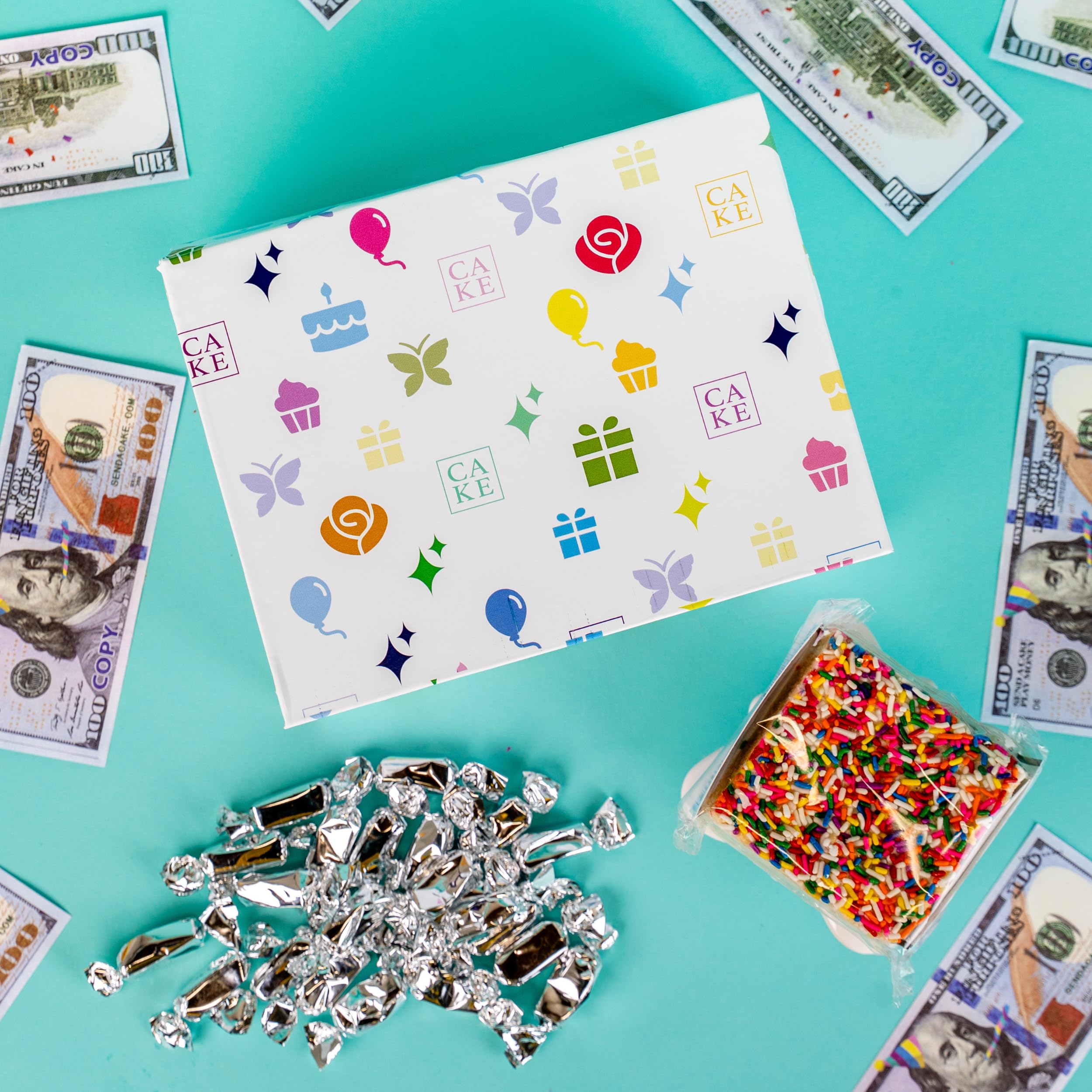 Send A Cake Rainbow Sprinkle Crispy Cake focuses on a colorful cake treat brightening birthdays.