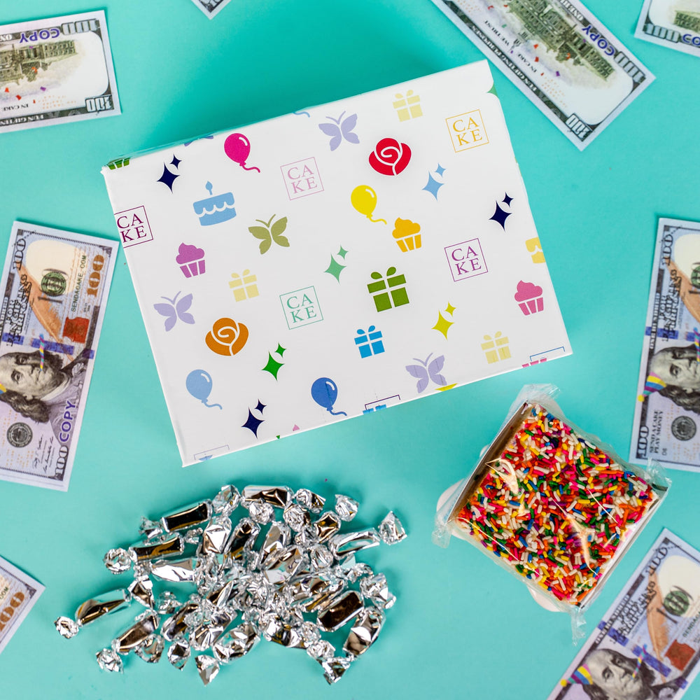 Send A Cake Rainbow Sprinkle Crispy Cake focuses on a colorful cake treat brightening birthdays.