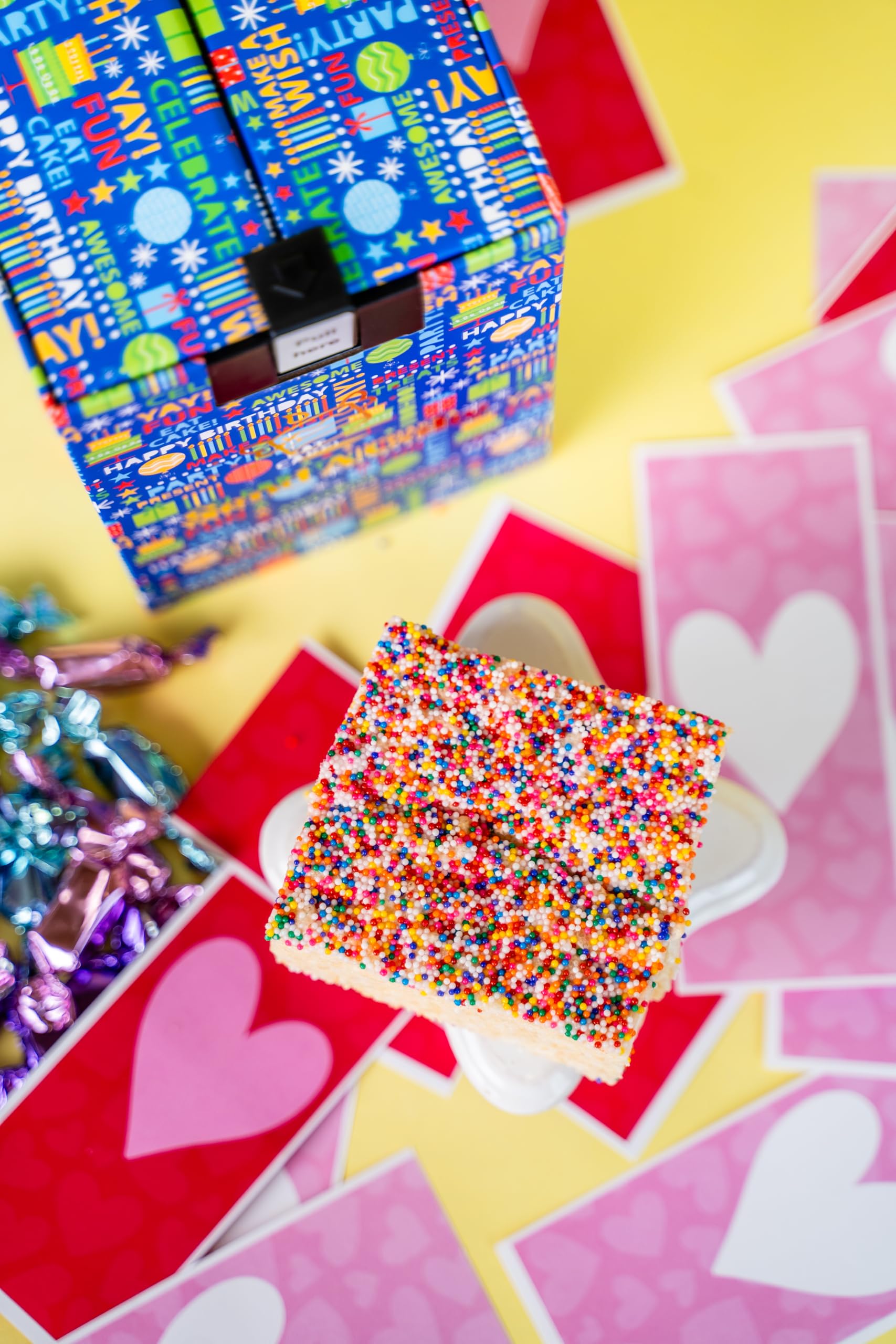 Stylish, durable Send A Cake gift box ready to wow.