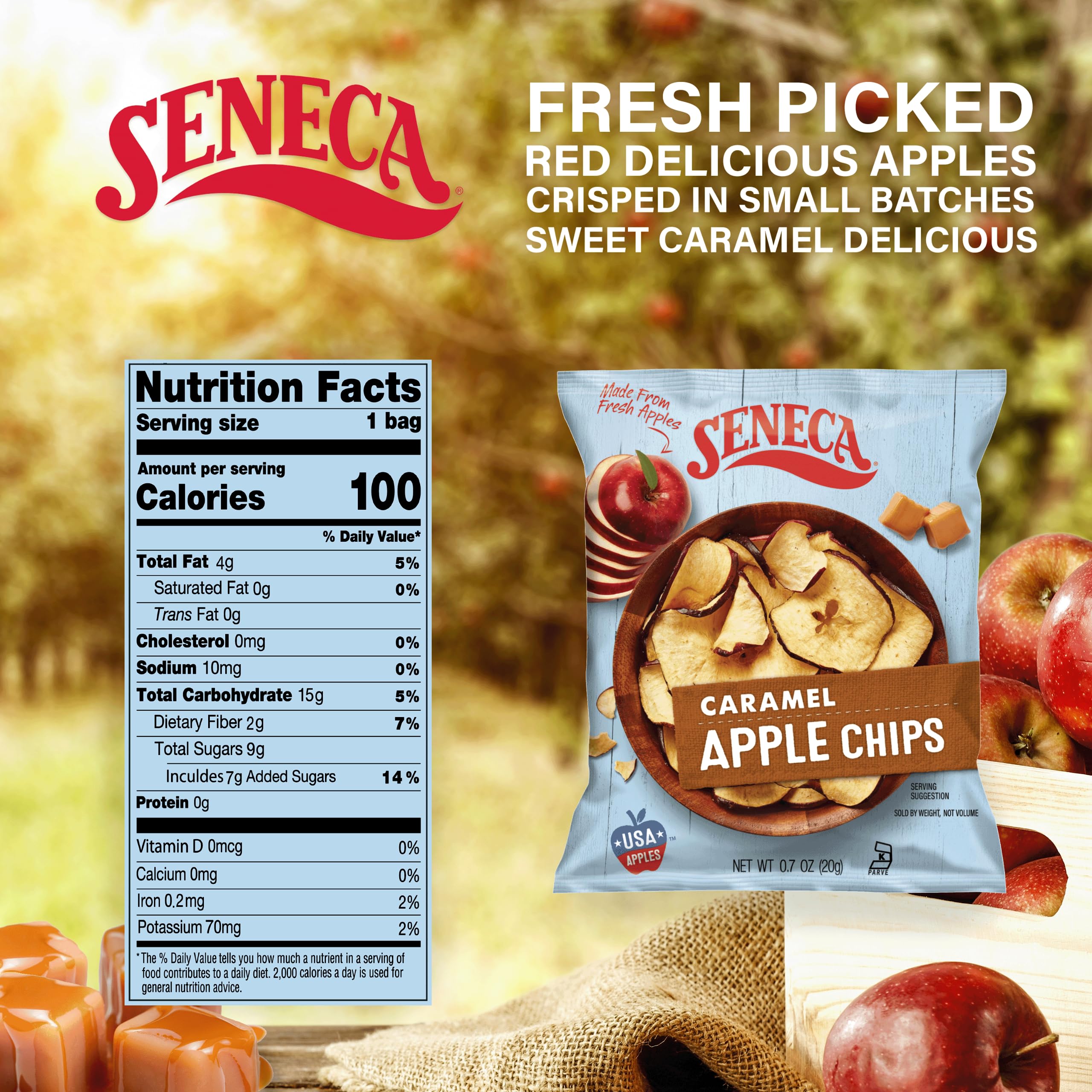 Seneca Caramel Apple Chips caramel-glaze detail adds rich, creamy notes.