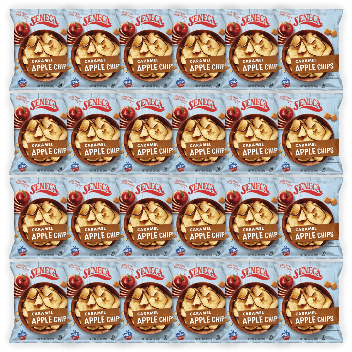 Seneca Caramel Apple Chips crisped-apple texture delivers a satisfying crunch.