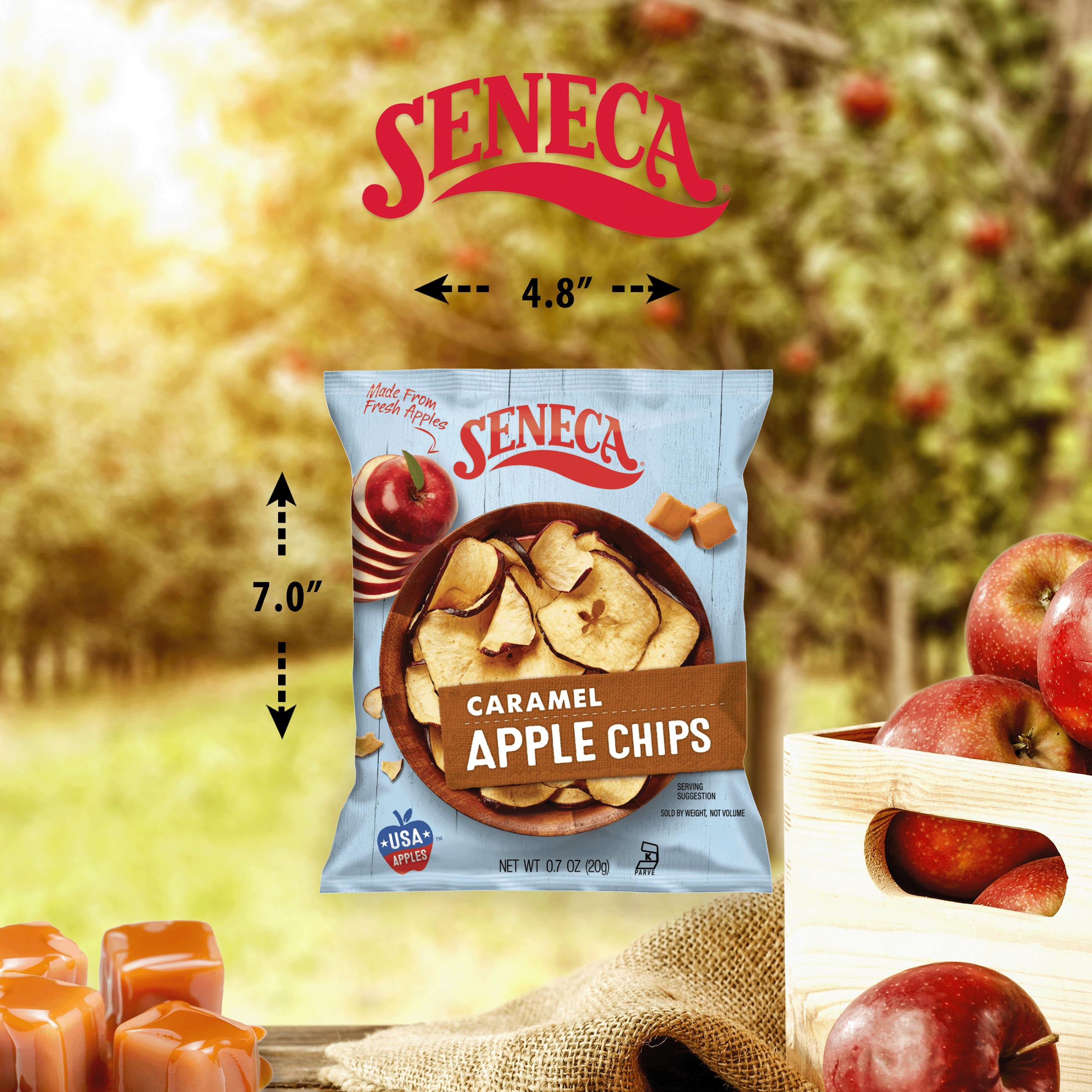 Seneca Caramel Apple Chips on-the-go snack delivers real apple goodness.