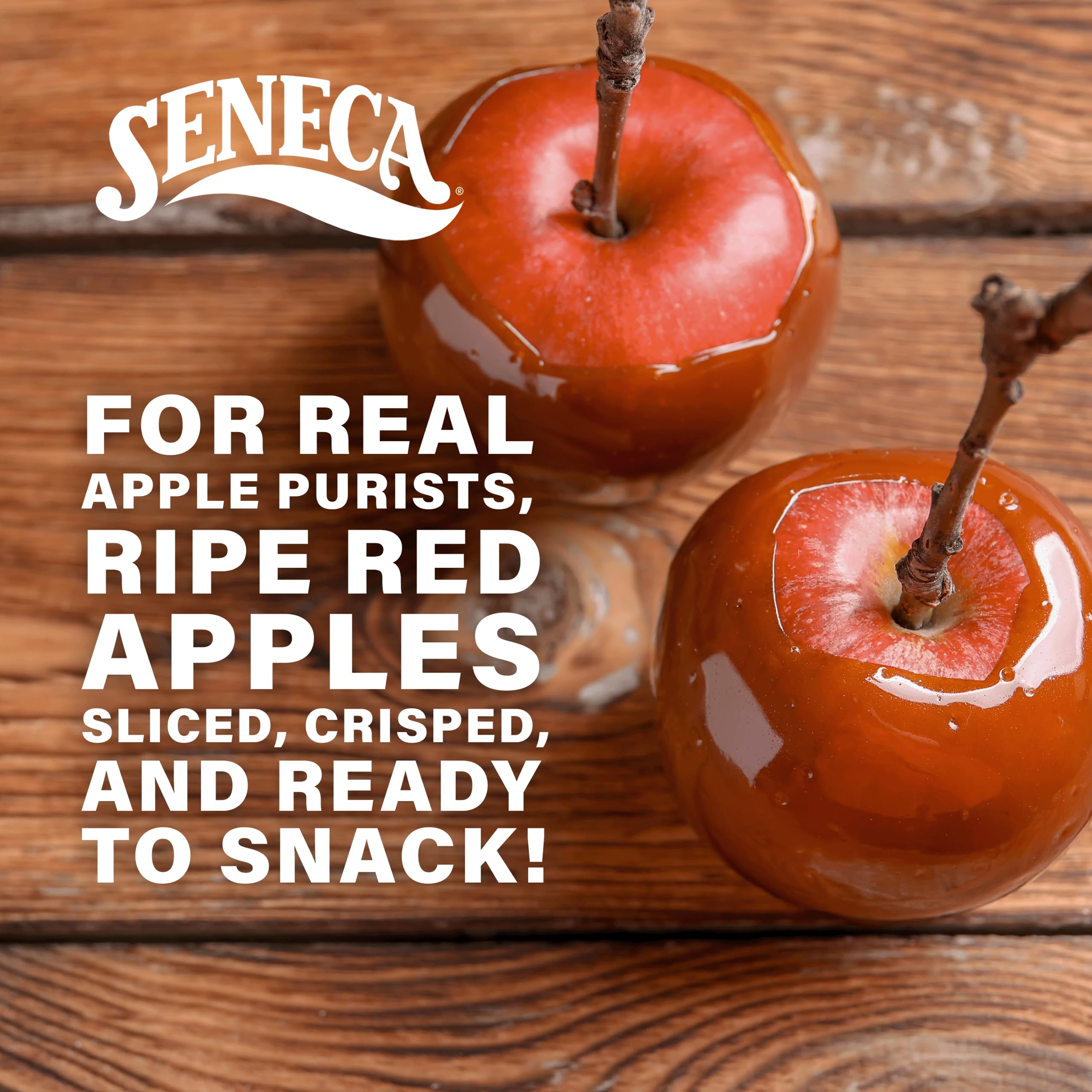 Seneca Caramel Apple Chips small-batch vacu-crisp process emphasizes crispiness.
