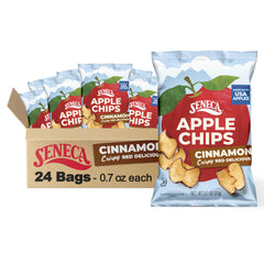 Seneca Cinnamon Apple Chips pack of 24, ideal for on-the-go snacking.