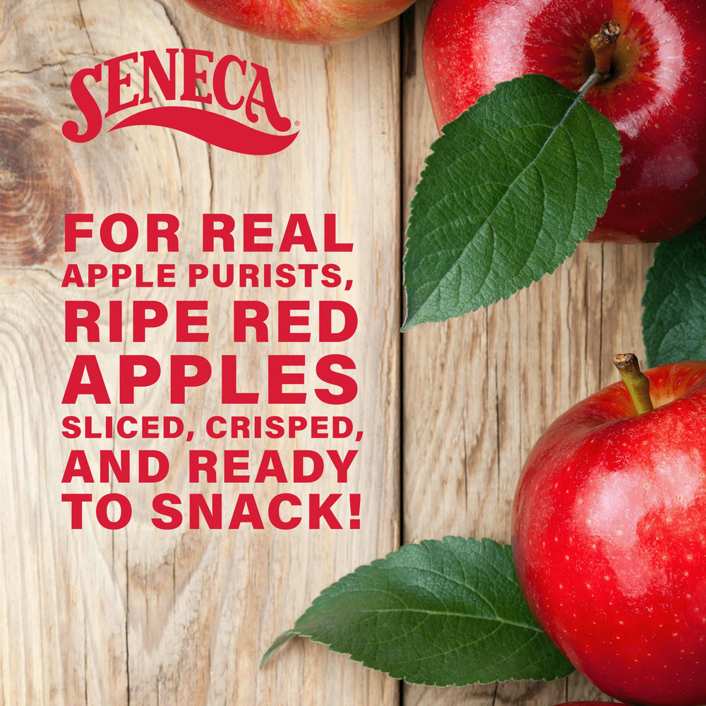 Seneca Original Apple Chips in Vacu-Crisp packaging preserving freshness for longer crunch.