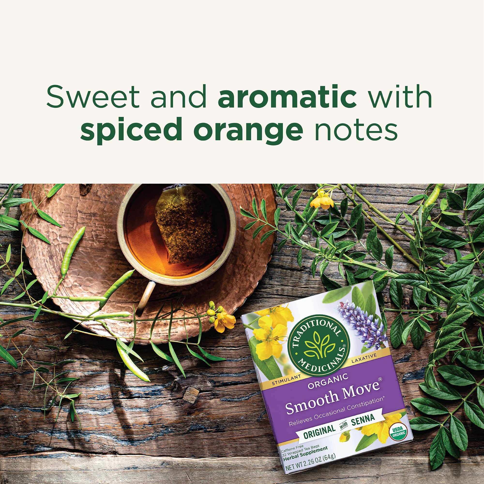 Close-up of senna-based herbs used in Smooth Move blend