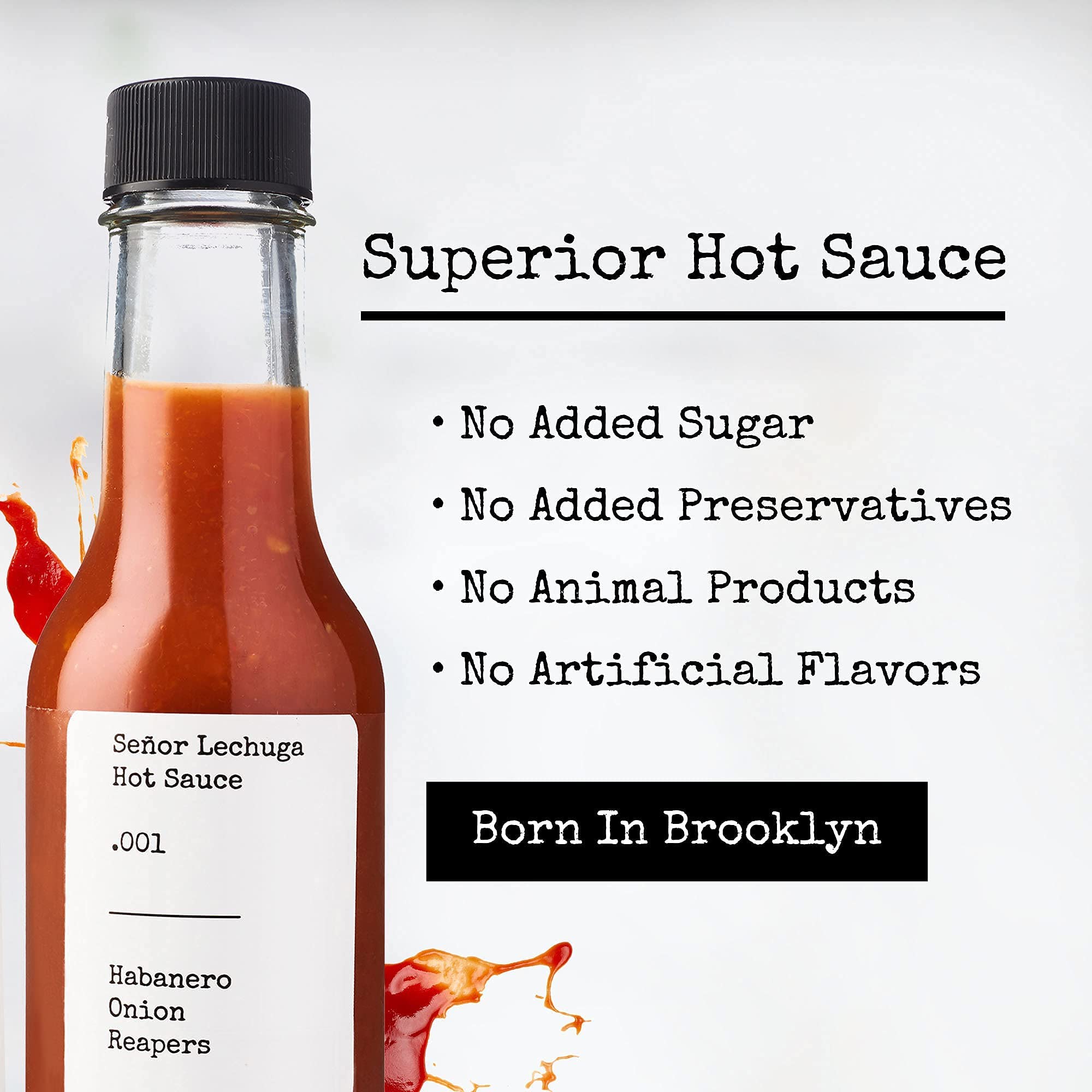 Señor Lechuga hot sauce batch label emphasizes small-batch craft.