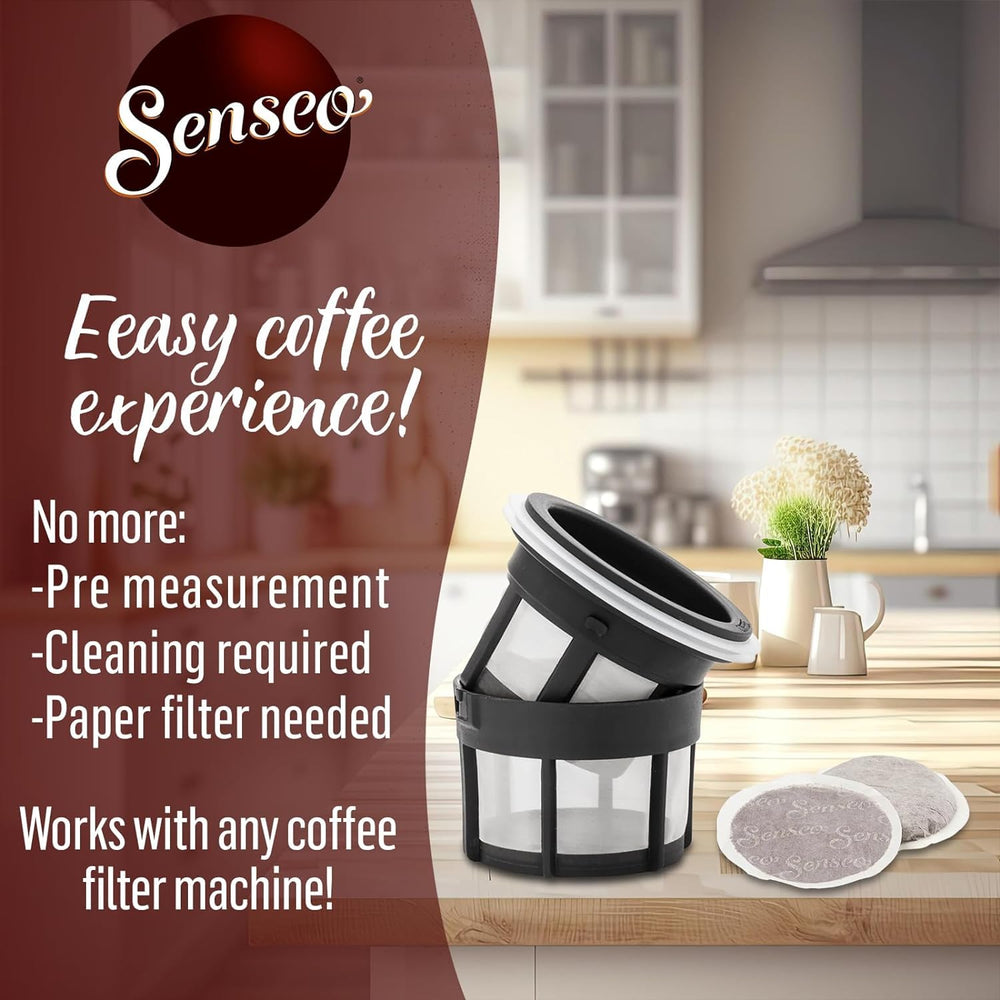 Senseo arabica-robusta blend—premium bean mix for depth.