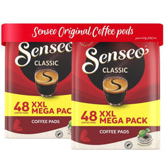 Senseo classic medium roast pods 96-count box for convenient daily brewing at home.
