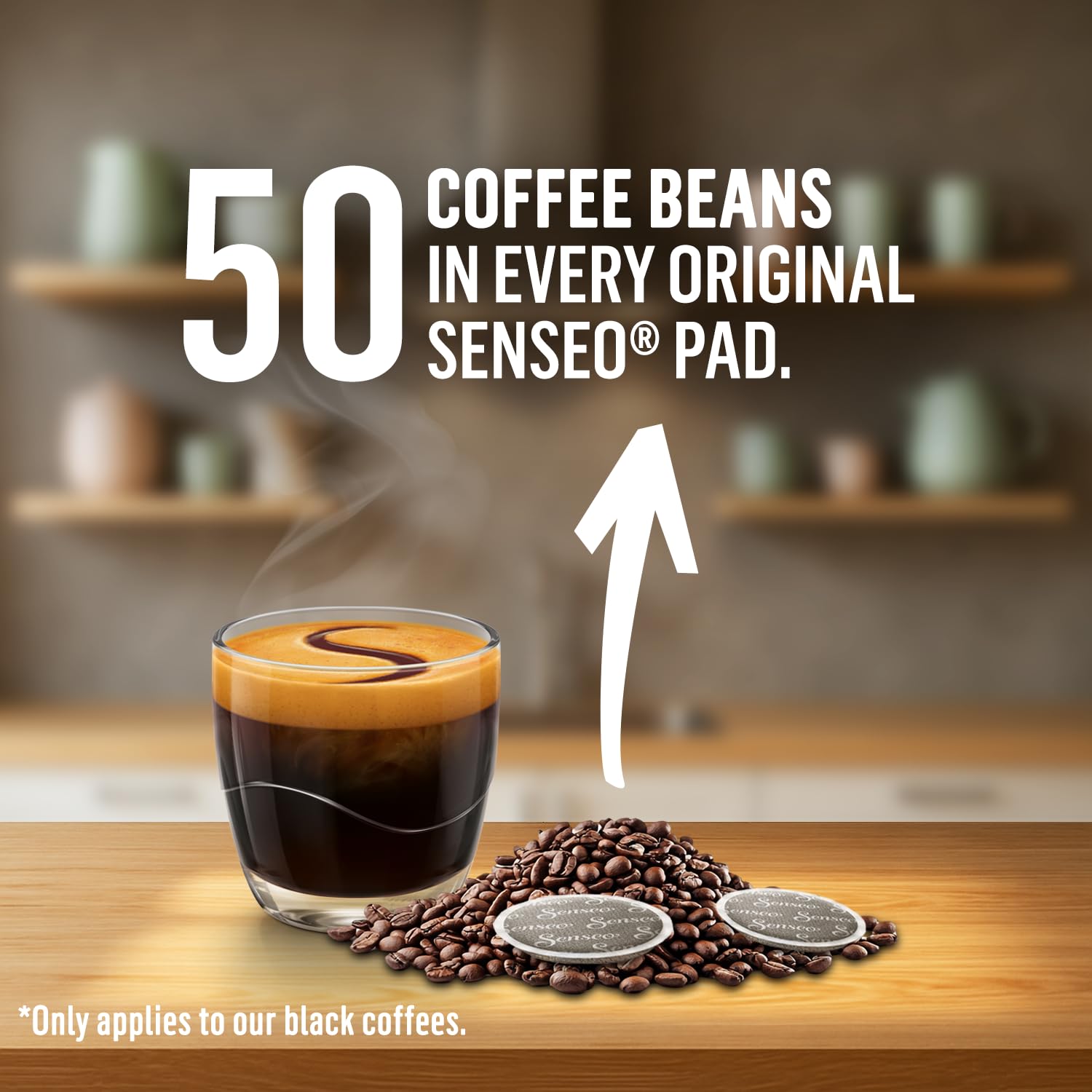 Steaming cup with Senseo Extra Strong aroma ready to savor.
