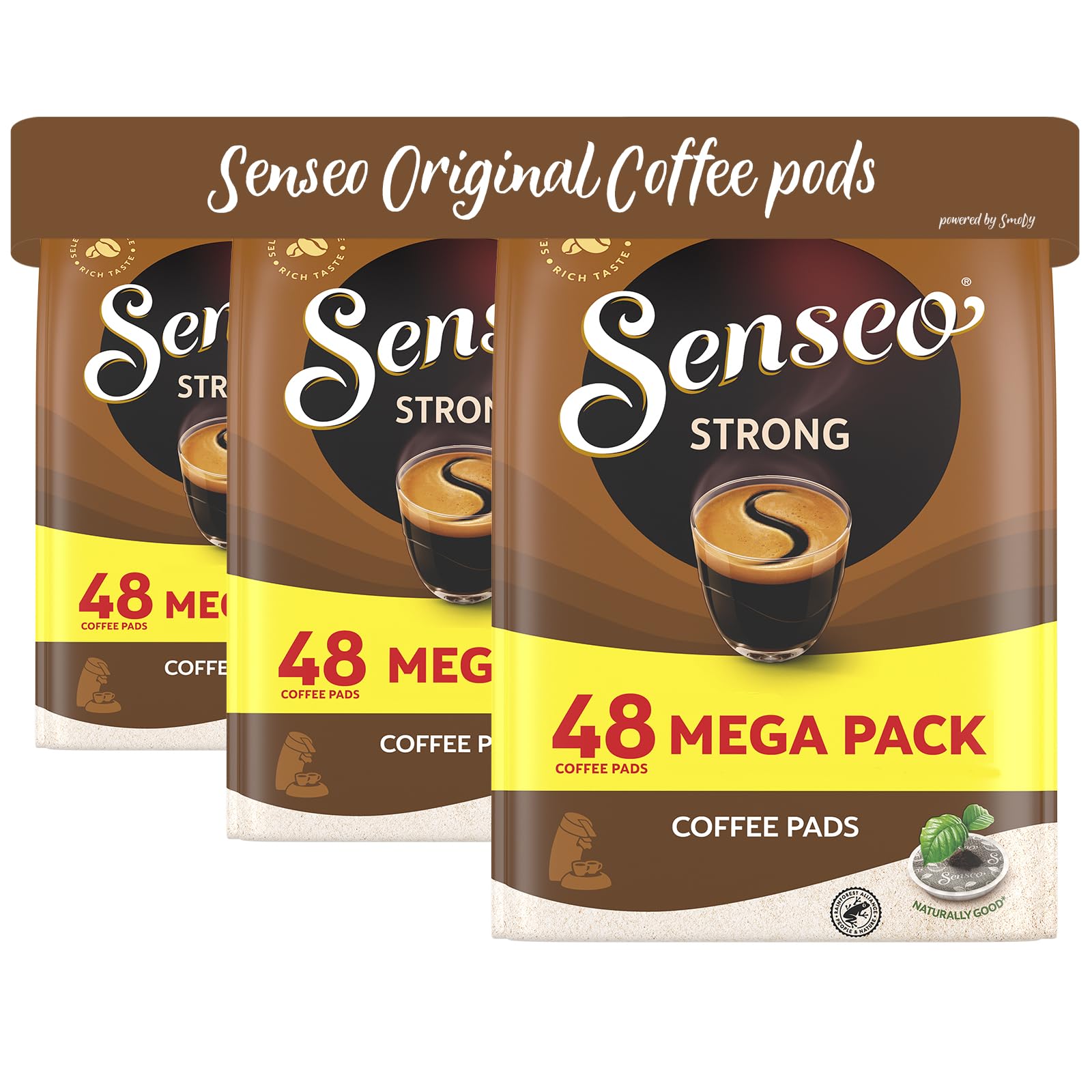 Senseo Strong Dark Roast pods offer a rich aroma and bold flavor in every 144-count pack.
