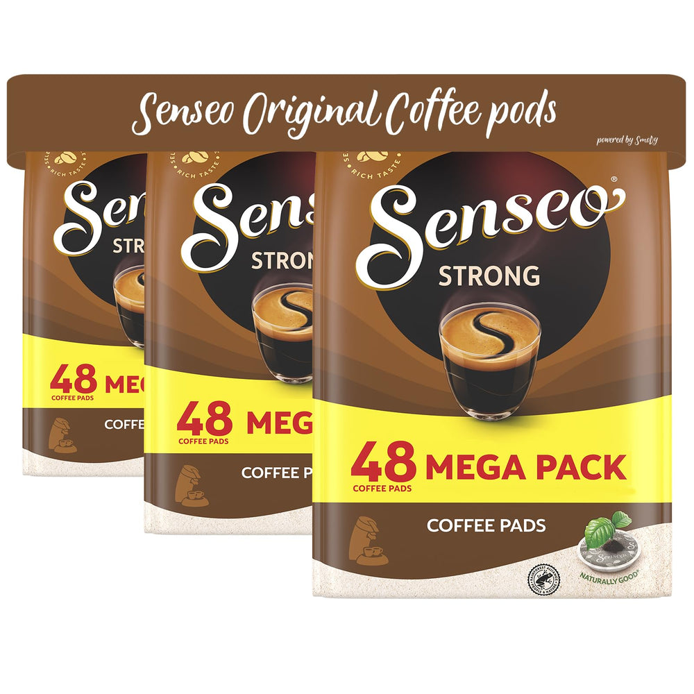 Senseo Strong Dark Roast pods offer a rich aroma and bold flavor in every 144-count pack.