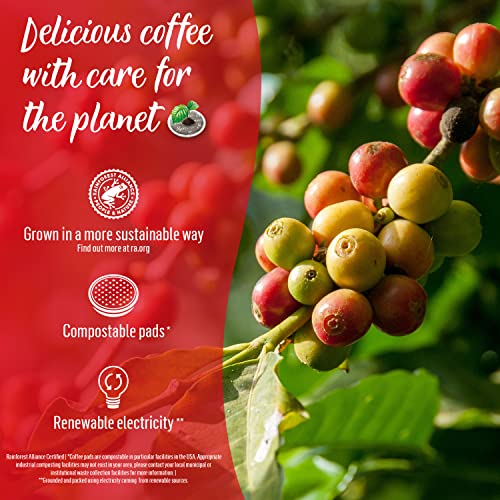 Senseo Strong Dark Roast pods displayed on a shelf with clear packaging.