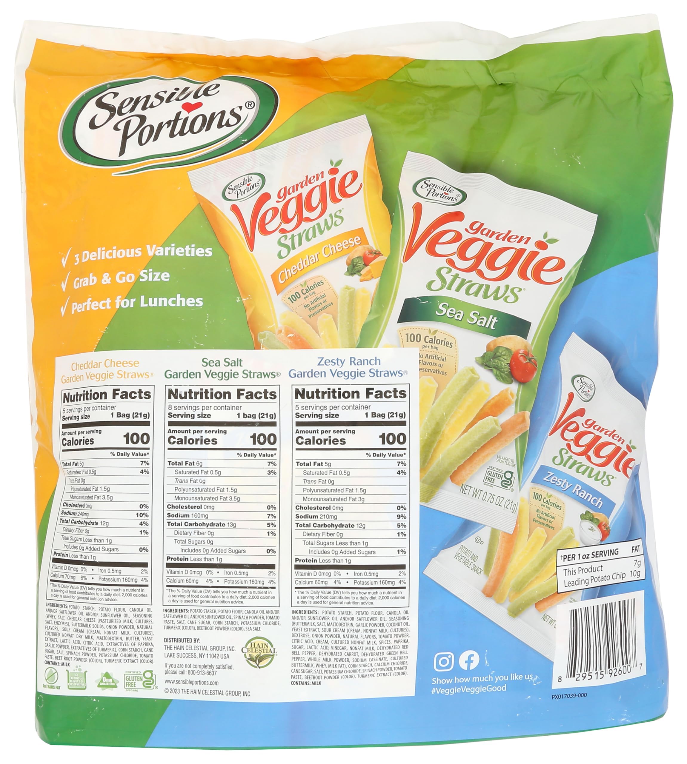 Sensible Portions Veggie Straws sea salt pack for light crunch and lunchboxes