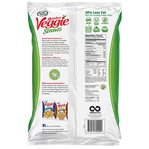 Sensible Portions veggie straws close-up shows crispy texture and garden flavor