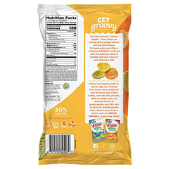 Sensible Portions Garden Veggie Wavy Cheddar Sour Cream chips ready for dipping