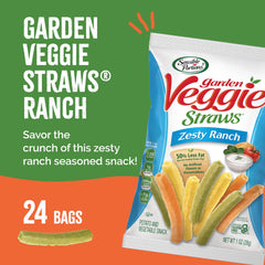 Sensible Portions ranch veggie straws close-up showing airy crunch.