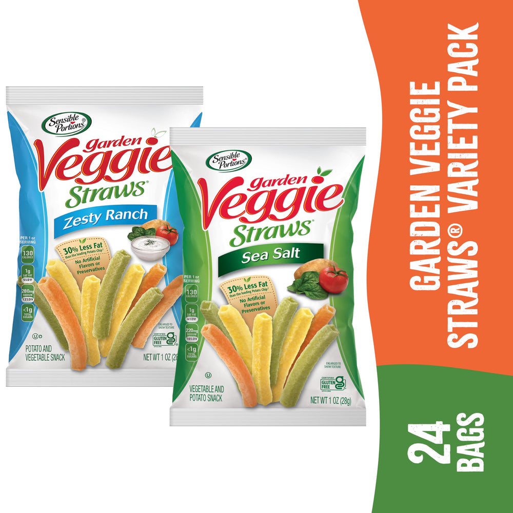 Sensible Portions Garden Veggie Straws – ideal partner for kids' lunchboxes and road trips.