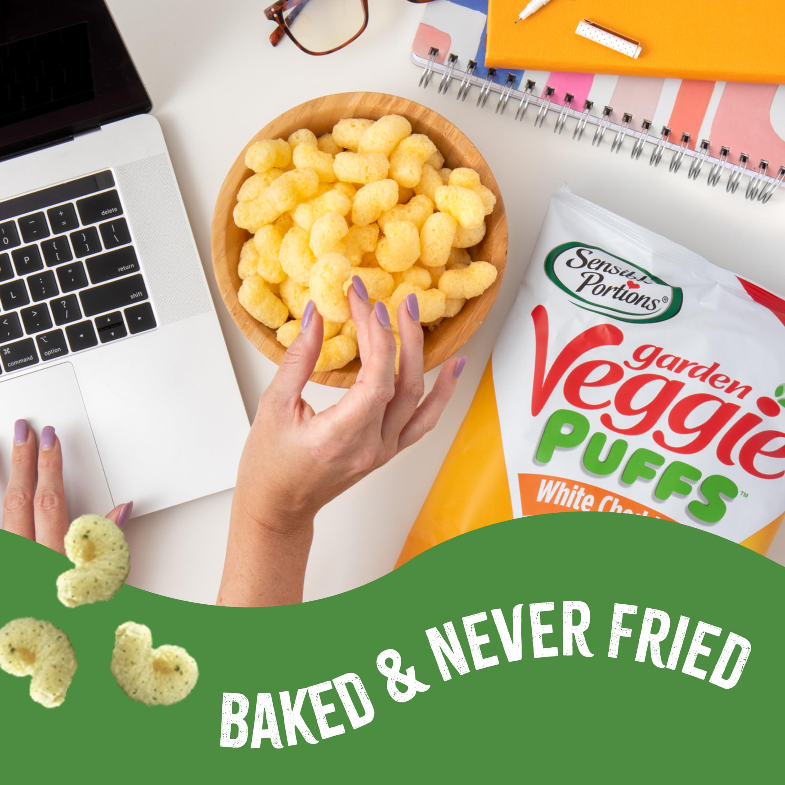 Sensible Portions Veggie Puffs at a party, shareable crunch perfect for gatherings.