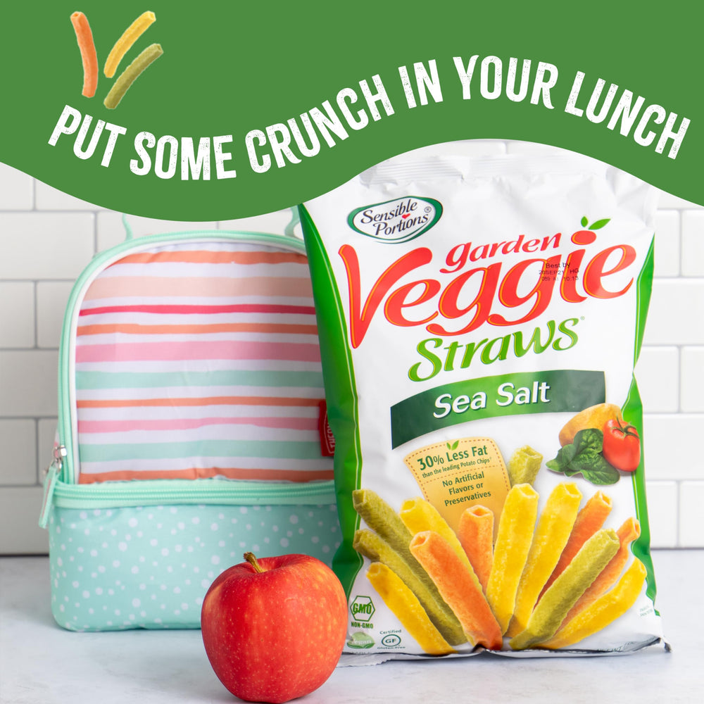 Sensible Portions Veggie Straws close-up shows light, crunchy texture.