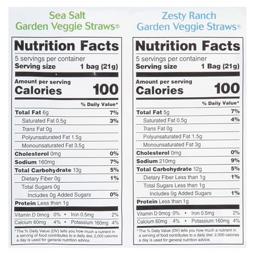 Sensible Portions Veggie Straws Zesty Ranch front bag highlighting bold flavor