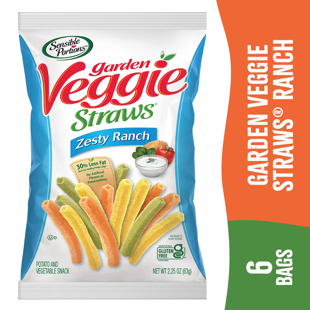 Sensible Portions Veggie Straws Zesty Ranch kids snack on-the-go is lunchbox-friendly.