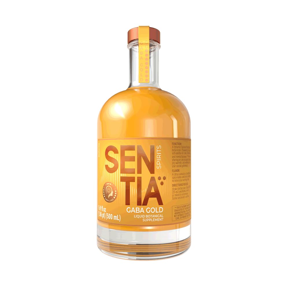 Sentia Gaba Gold bottle front view, zero-proof social sipping option