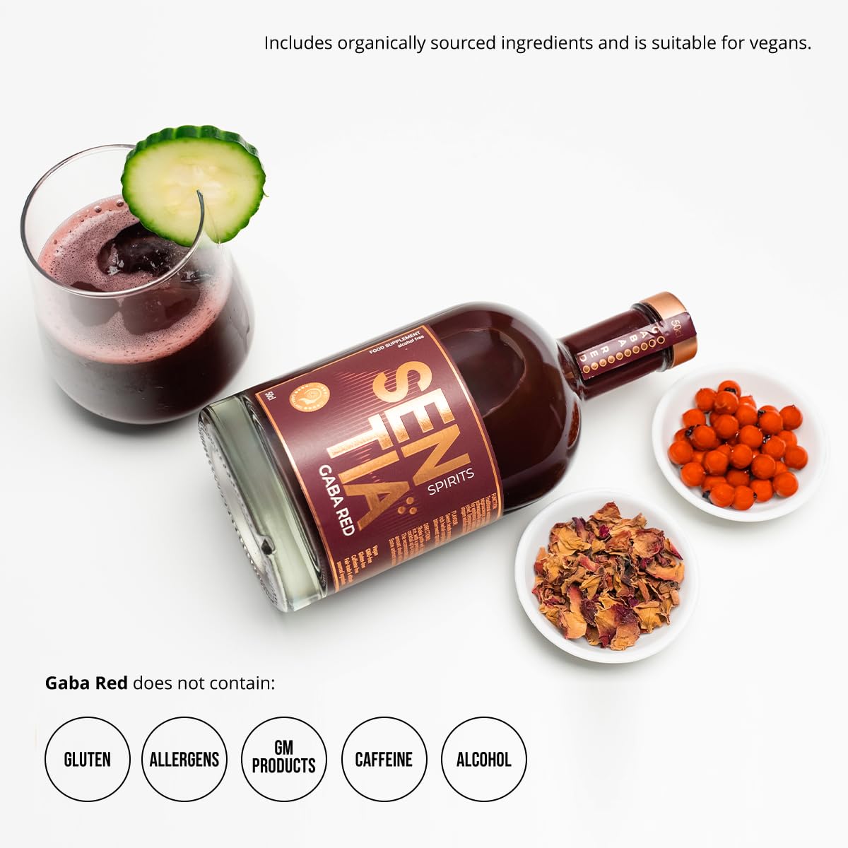 Sentia Gaba Red botanicals shot shows natural aroma for mocktails