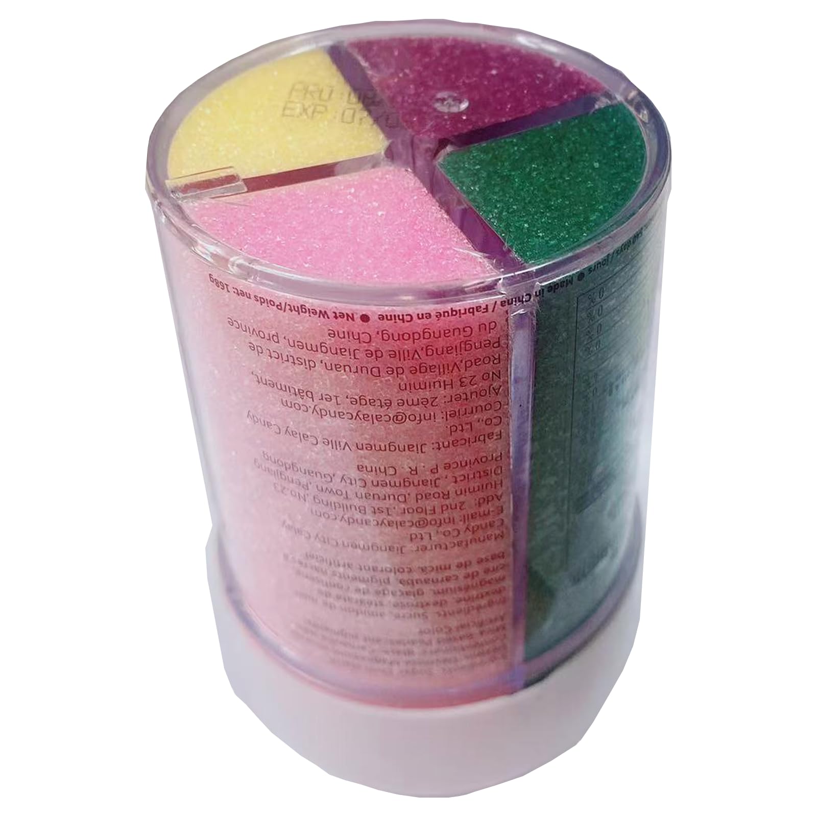 Sentovac 4-Colors sanding sugar packaging and label front view.