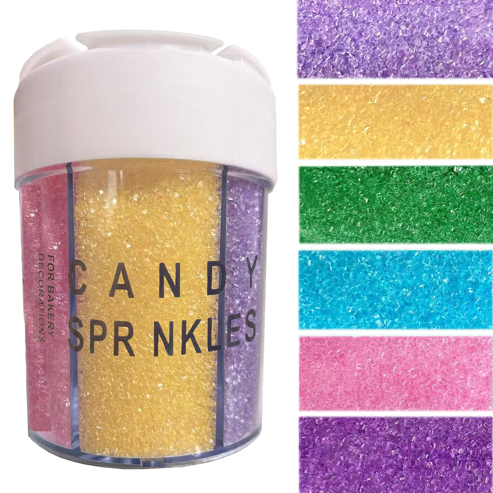 Sentovac 6-cell pastel sanding sugar in purple for festive cake decoration.