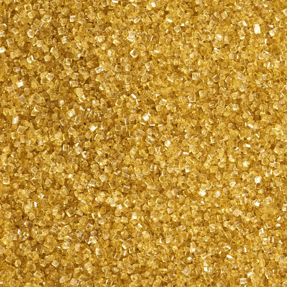 Sentovac Gold Sanding Sugar on cupcakes creates shimmering golden tops.