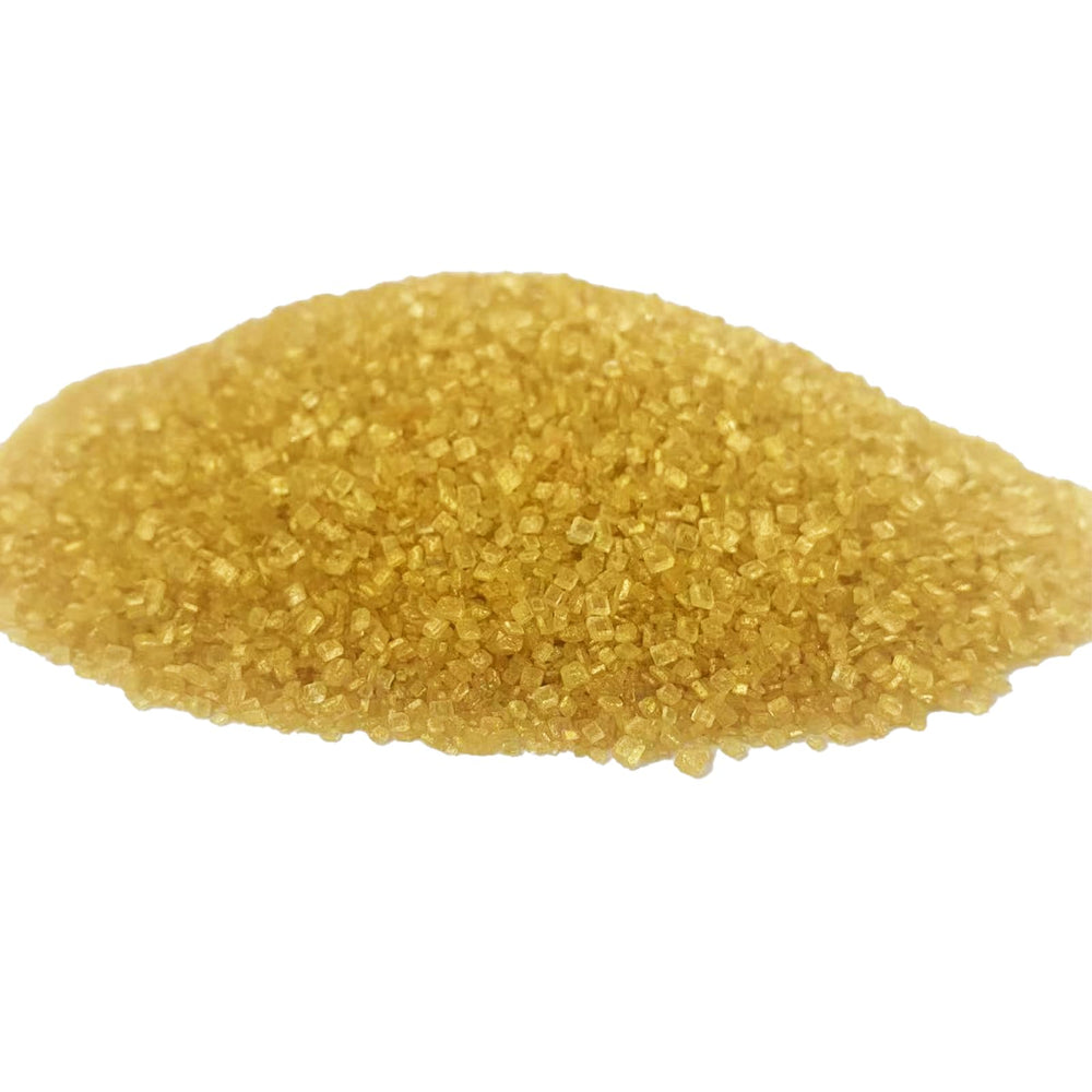 Sentovac Gold Sanding Sugar enhances beverages with a subtle gold hue.