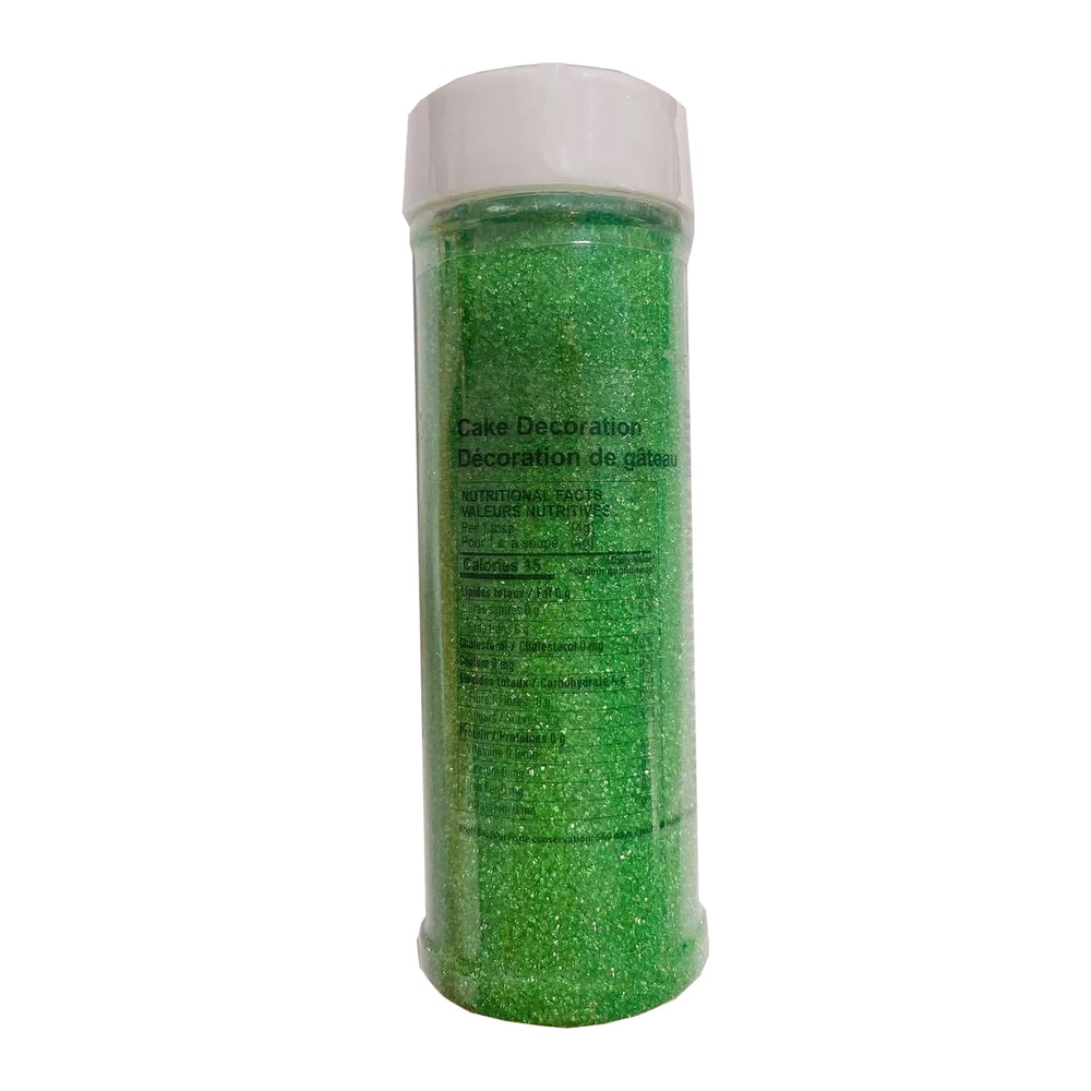 Sentovac green sanding sugar setup on a baking board for quick use