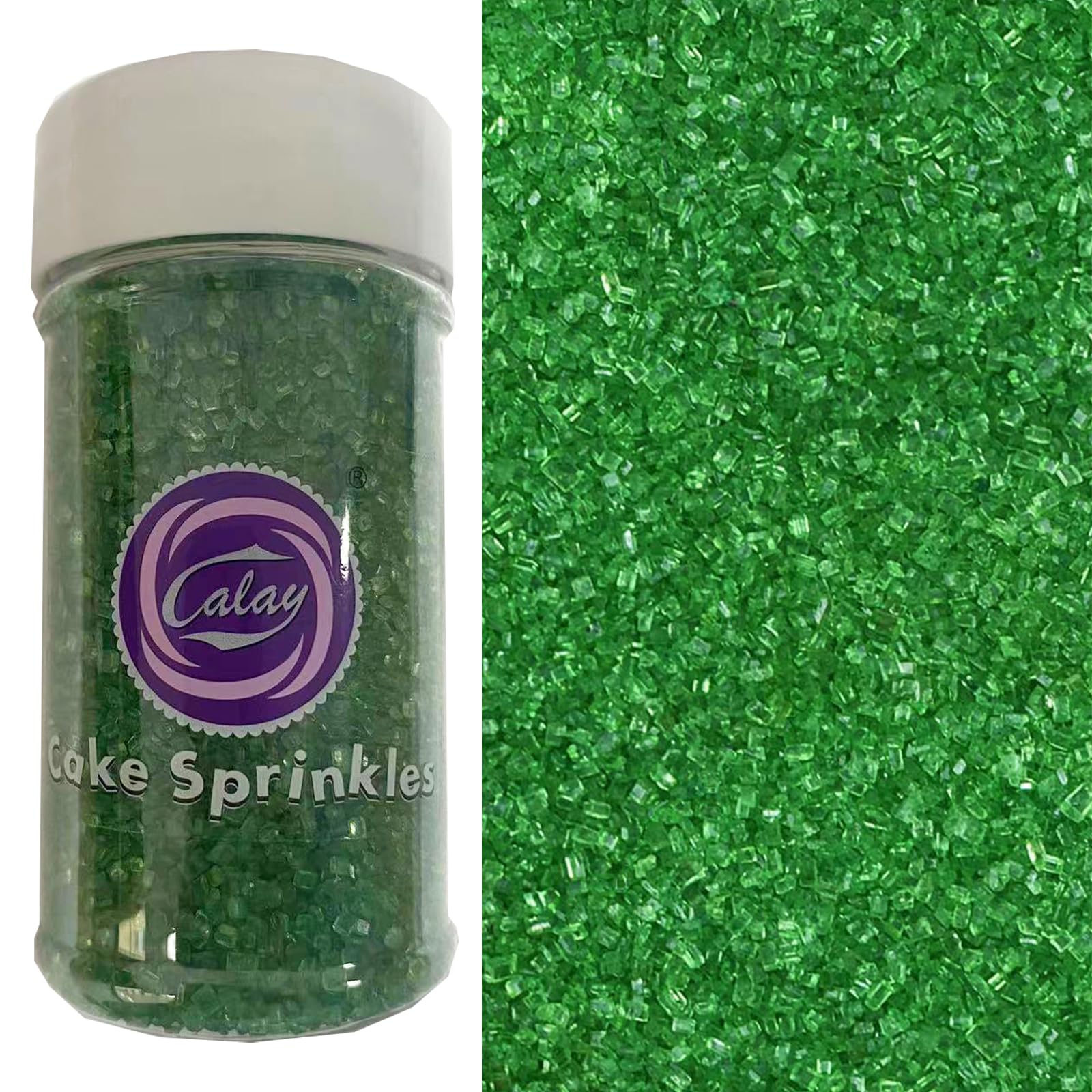 Sentovac green sanding sugar bottle cap close-up for even topping