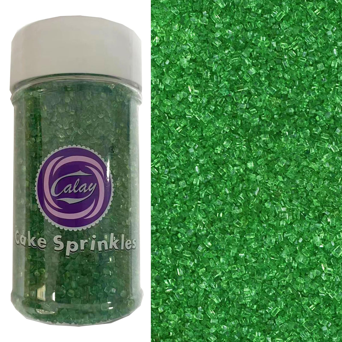 Sentovac green sanding sugar bottle cap close-up for even topping