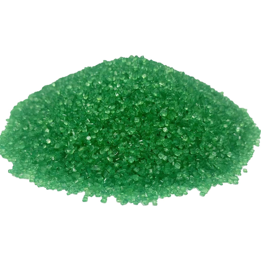 Sentovac green sanding sugar on cupcakes creates vibrant toppers