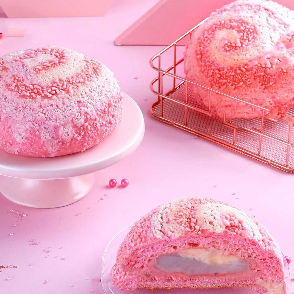 Sentovac hot pink sanding sugar on donuts for decorative shine