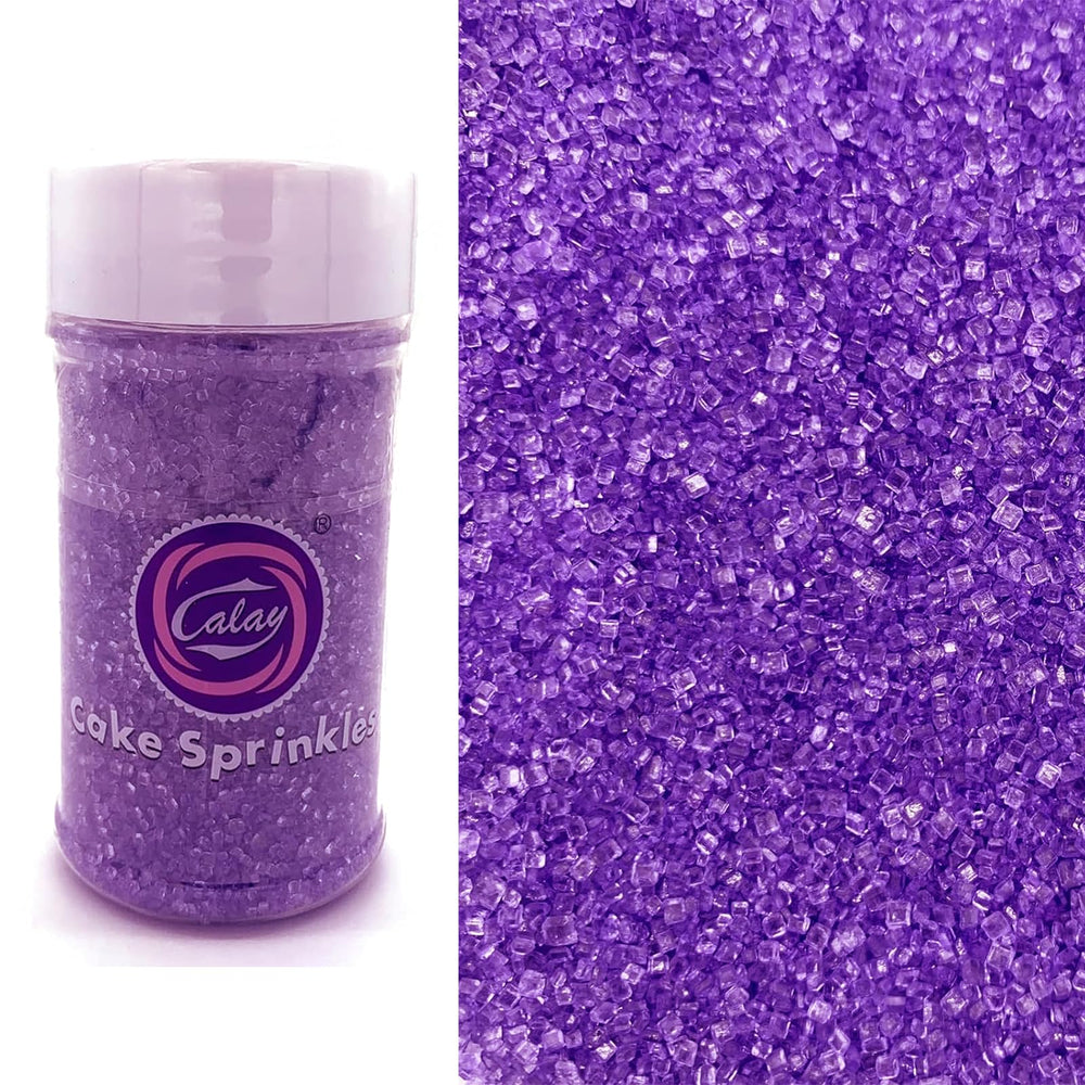 Sentovac Purple Sanding Sugar jar close-up for sparkling cake decorations