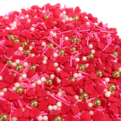 Sentovac Red Heart Jimmies for vibrant cake toppers and sweet treats.