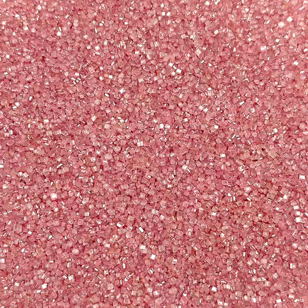 Sentovac Rose Gold sanding sugar crystals close-up shimmering on cookies and cupcakes