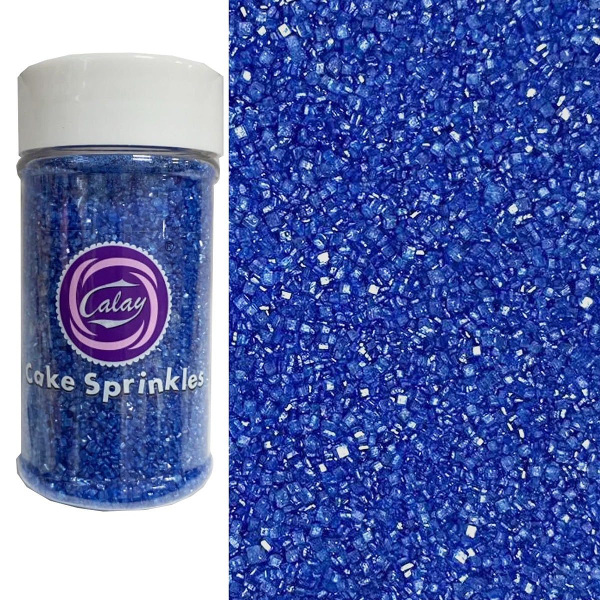 Sentovac Royal Blue sanding sugar bottle ready for decorating baked goods