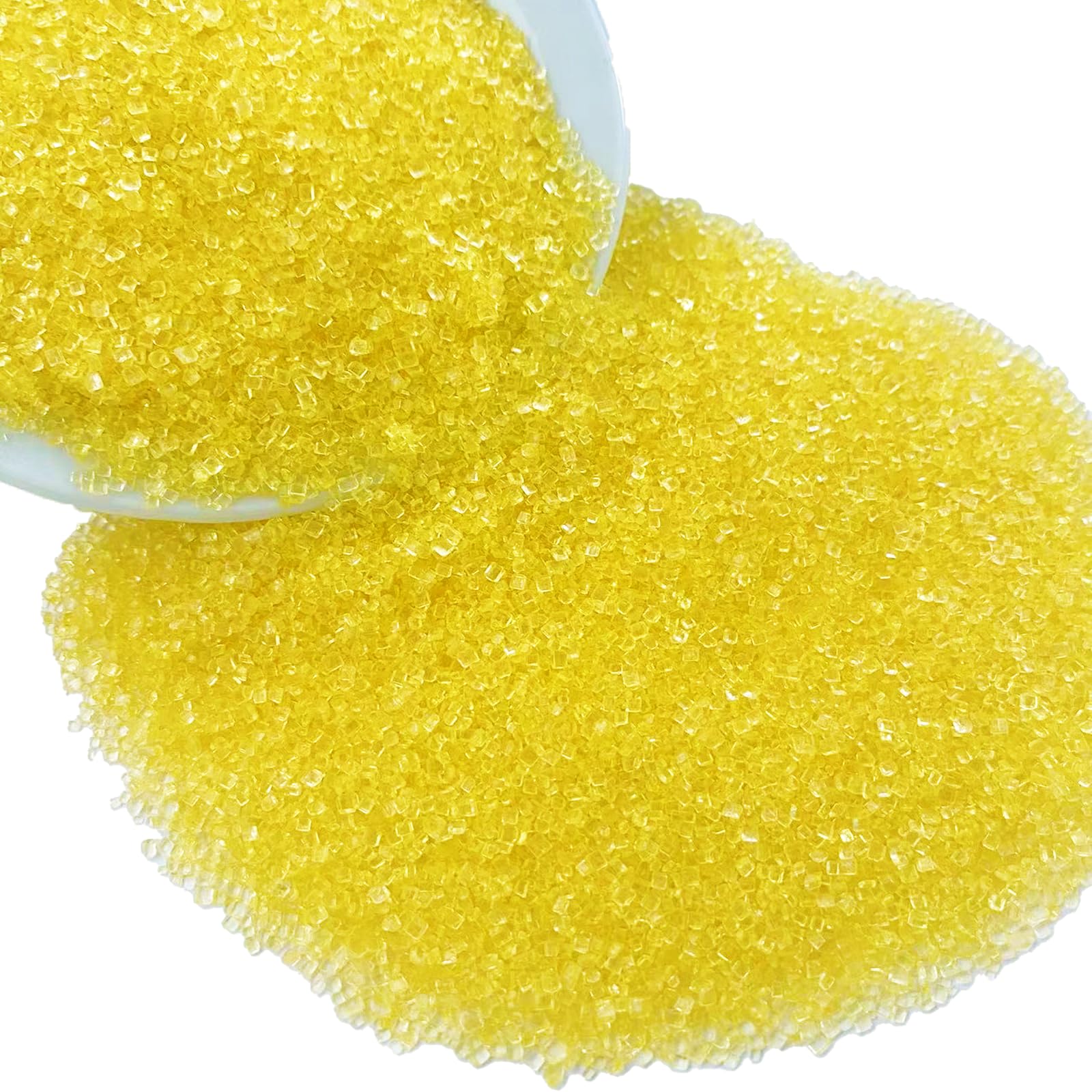 Sentovac yellow sanding sugar decorating a cake with sunny shimmer.