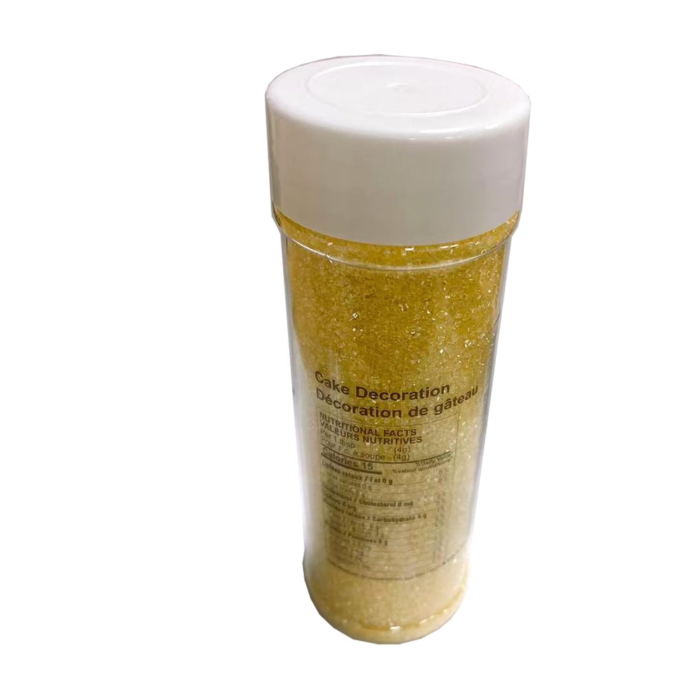 Sentovac yellow sanding sugar dusting coffee for playful color.