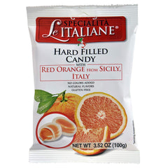 Serra Le Italiane hard candy with Red Orange of Sicily PGI on a plate, premium Italian flavor