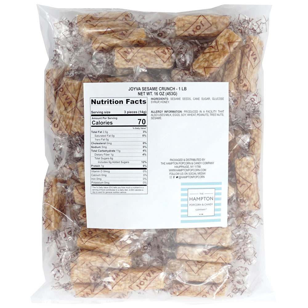 Sesame crunch bars, individually wrapped, stay fresh for busy days by The Hampton Candy Company.