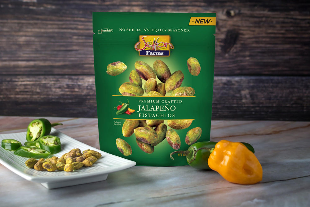 Setton Farms 5oz pouch pistachios stay fresh for on-the-go snacking.