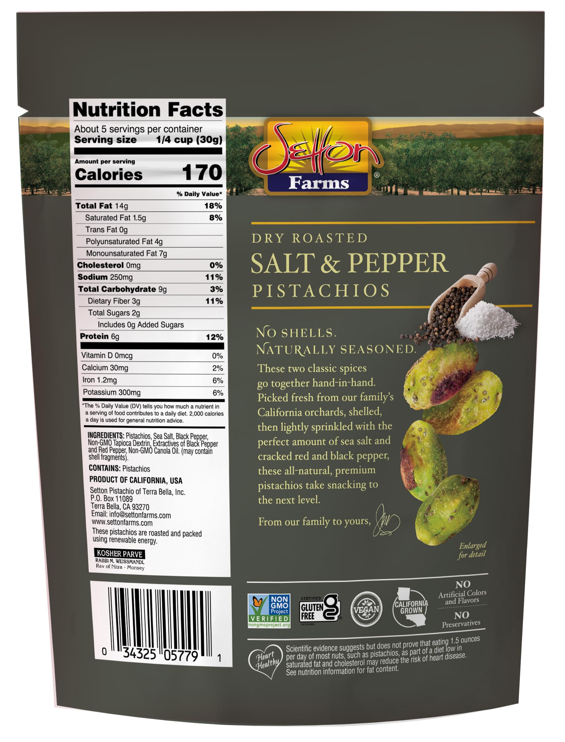 Setton Farms 5 oz resealable pouch keeps pistachios fresh